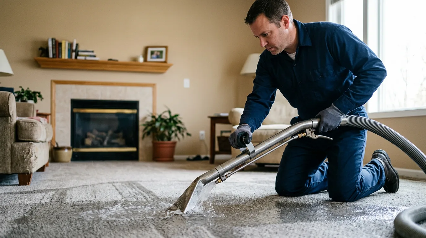 Water damage restoration technician working near Marion, NY